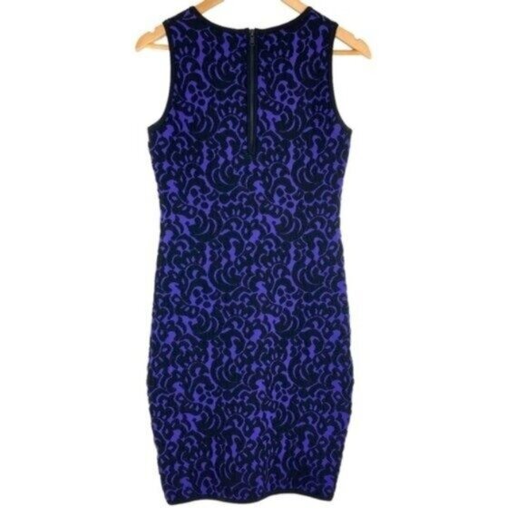 Milly Bodycon Sheath Dress in Purple and Black Brocade Jaquard - Picture 6 of 6